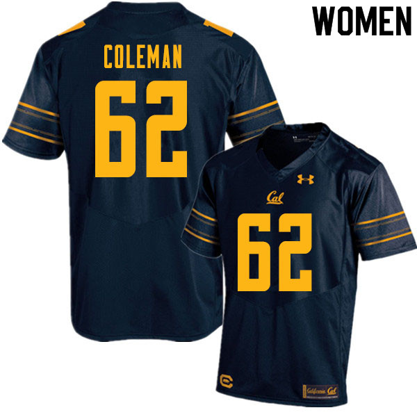 Women #62 Ben Coleman Cal Bears College Football Jerseys Sale-Navy - Click Image to Close